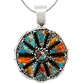 Turquoise Pendant Necklace 20" Sterling Silver 925 Genuine Gemstones