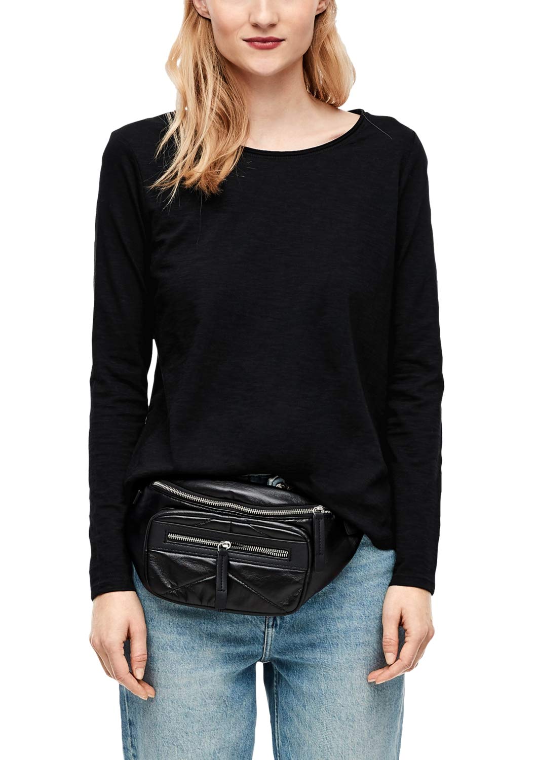 s.Oliver Women's 05.911.31.6971 Long Sleeve Top Not Applicable, Black (Black 9999), 8 (Manufacturer Size: 34)