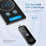 AGPTEK 64GB USB MP3 Player with Bluetooth 5.3 Clip Type-C USB-A 2 in 1 view 2