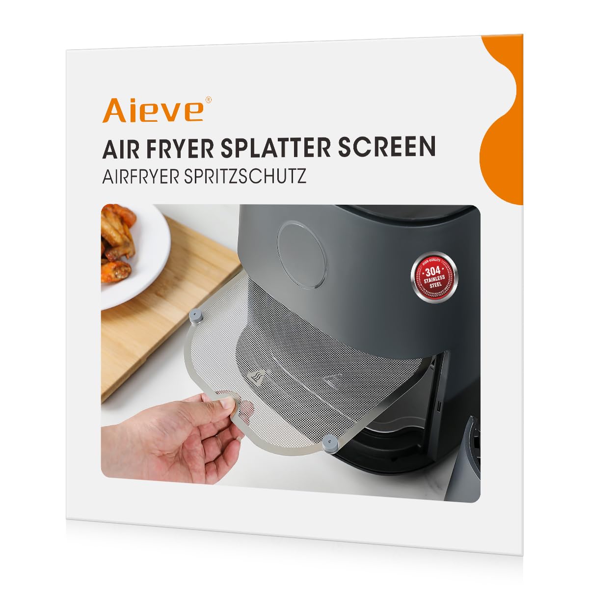 AIEVE Edelstahl Spritzschutz Feinmaschiger Fettspritzschutz kompatibel mit COSORI XXL 4,7L, COSORI ICONIC Airfryer und Ninja Speedi ON400EU 5,7L / AF140EU 4,7L / AF180EU 6,2L Heißluftfritteuse