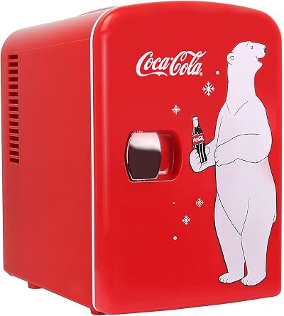 Koolatron Coca Cola Mini Fridge 4L 6 Can Desk Top Red AC DC Portable