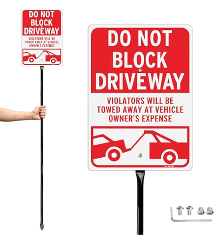 1PC No Parking Do Not Block Driveway Sign, 14 x 10 Inches