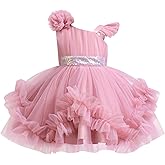 IDOPIP Toddler Baby Flower Girls Sequin Bowknot Tutu Dress Princess Pageant Wedding Birthday Party Backless Ruffle Tulle Gown