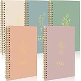 Gueevin 5 Pack Spiral Notebook Aesthetic School Supplies A5 Wide Ruled 160 Pages/ 80 Sheets Cute Notebook for Work Students School Office Supplies(Light Colors,Classic)