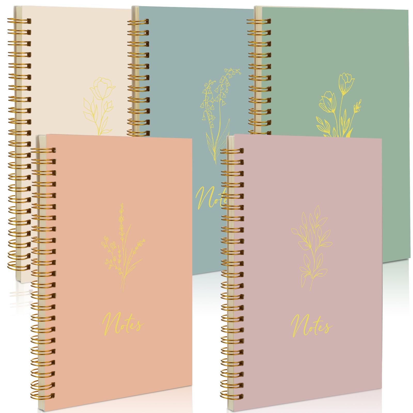 Photo 1 of Gueevin 5 Pack Spiral Notebook Aesthetic School Supplies A5 Wide Ruled 160 Pages/ 80 Sheets Cute Notebook for Work Students School Office Supplies(Light Colors,Classic)