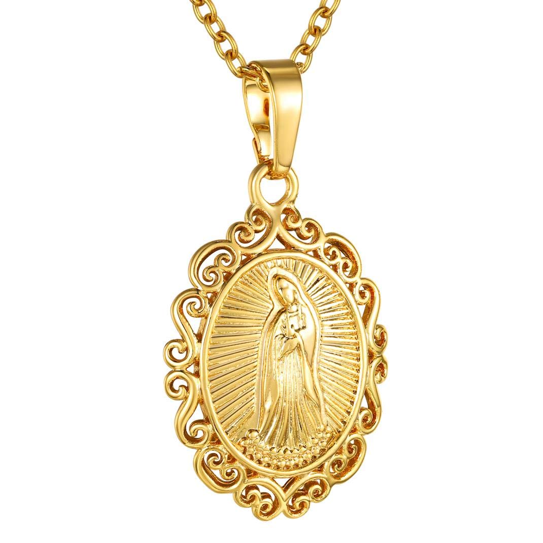 GOLDCHIC JEWELRYCross INRI Crucifix Pendant Necklace, Virgin Mary Miraculous Medal Necklaces, Jesus Christain Jewelry