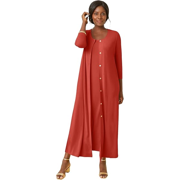 Jessica London Women's Plus Size 2-Piece Duster Jacket Dress