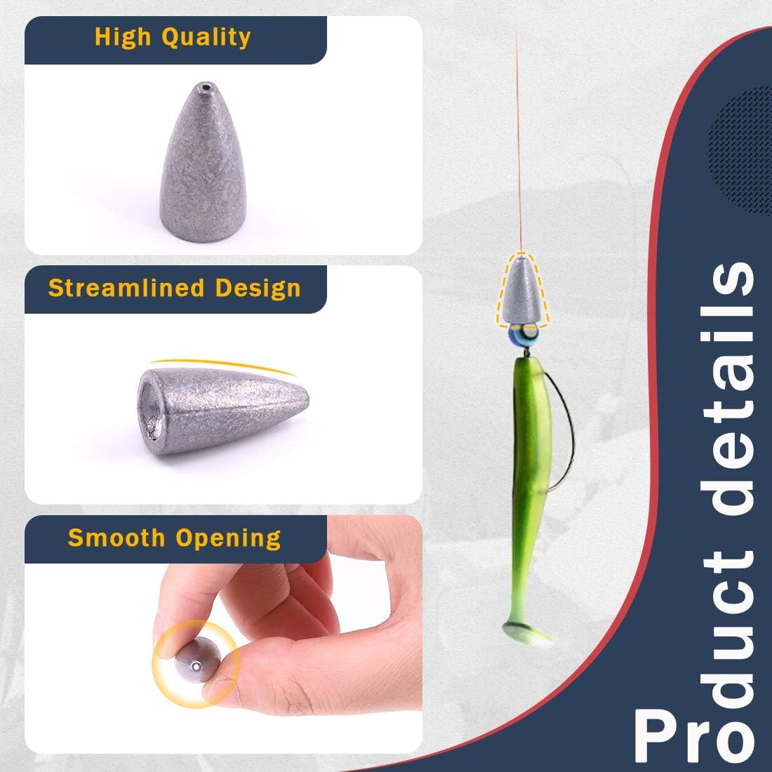 Hilitchi Bullet Weights Sinker Assortment Kit Fishing Weights Sinkers Assorted Set Worm Weights for Bass Fishing Saltwater (10g-30pcs) : Sports & Outdoors