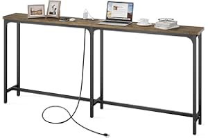 DEPAD 70 Inch Sofa Table with 2 Outlets and 1 Type C Port and 1 USB Port, Behind Couch Table 10.6” D x 70.9” L x 35.4” H, Extra-Long Console Table, Narrow Long Entryway Table (Rustic Brown)