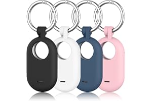 MELIYA 4-Pack Holder Case Compatible with Samsung Galaxy SmartTag 2, Protective Silicone Case for Galaxy Smart Tag 2 with Keychain for Pets,Keys,Luggage and More (Black+White+Navy Blue+Pink)