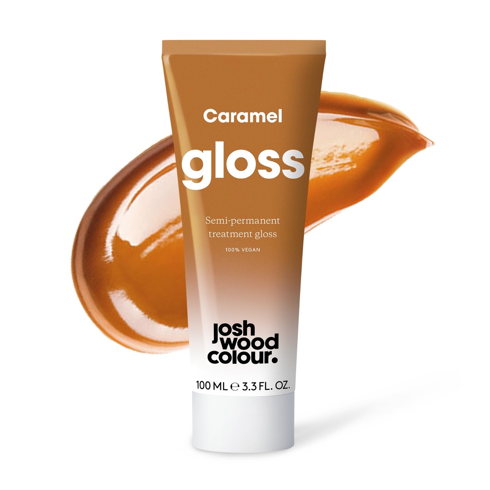 Josh Wood Hair Gloss (Caramel) - Semi-permanent gloss refreshes and enriches brown locks, adds warm caramel tones - Lasts up to 6 washes - 100% Vegan - Cream (100ml)
