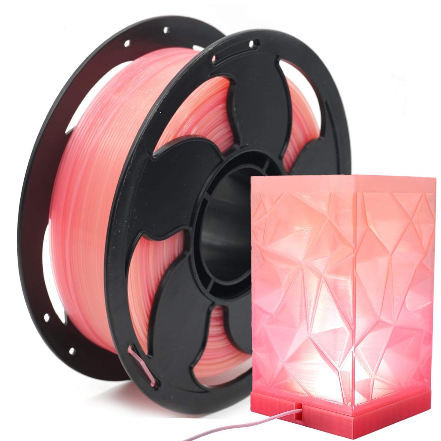 Photo 1 of 1.75mm PLA Filament Gradient Rainbow Translucent Peach Pink 3D Printer Filament, 1kg (2.2lbs) Spool Neatly Wound Hassle-Free 3D Printing PLA Filament Fit Most FDM Printer