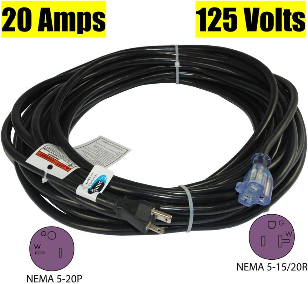 Conntek NEMA 5-20 Outdoor Extension Cords, 20 Amps 125 Volts: Sports & Outdoors