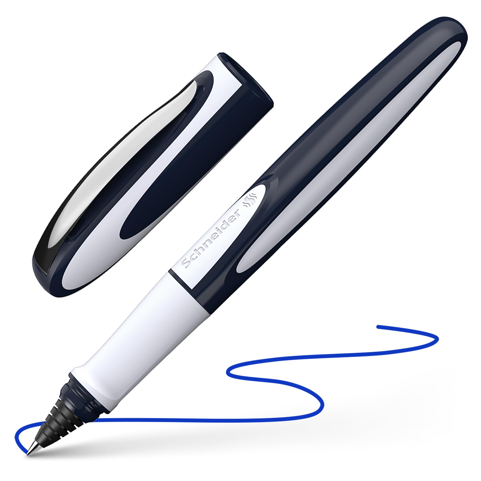 Schneider 187849 Ray Roller-Ball Pen, for Right or Left Handed, White/Grey. Tintenroller Blue/Grey