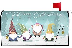 FATTTYCY Winter Gnome Mailbox Covers Magnetic Standard Size 18" X 21" Christmas Mailbox Cover Decorations Wrap