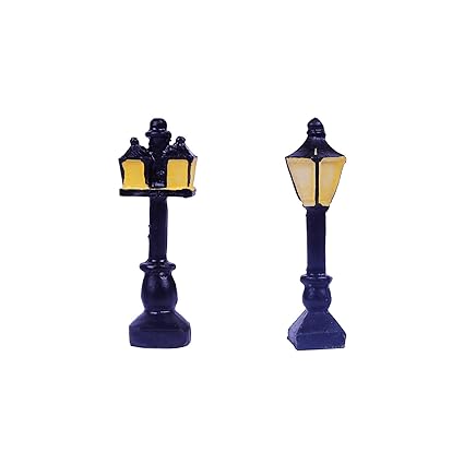 Wonderland Miniature Polyresin Street Lights for Bonsai Decoration (Multicolour) - Set of 2
