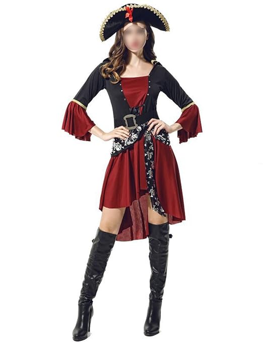 THEE Piratin Kostüm Halloween Karneval Fasching Fastnacht Karnevalskostüm Piratinkostüm Piraten Pirat Kostüme Damen