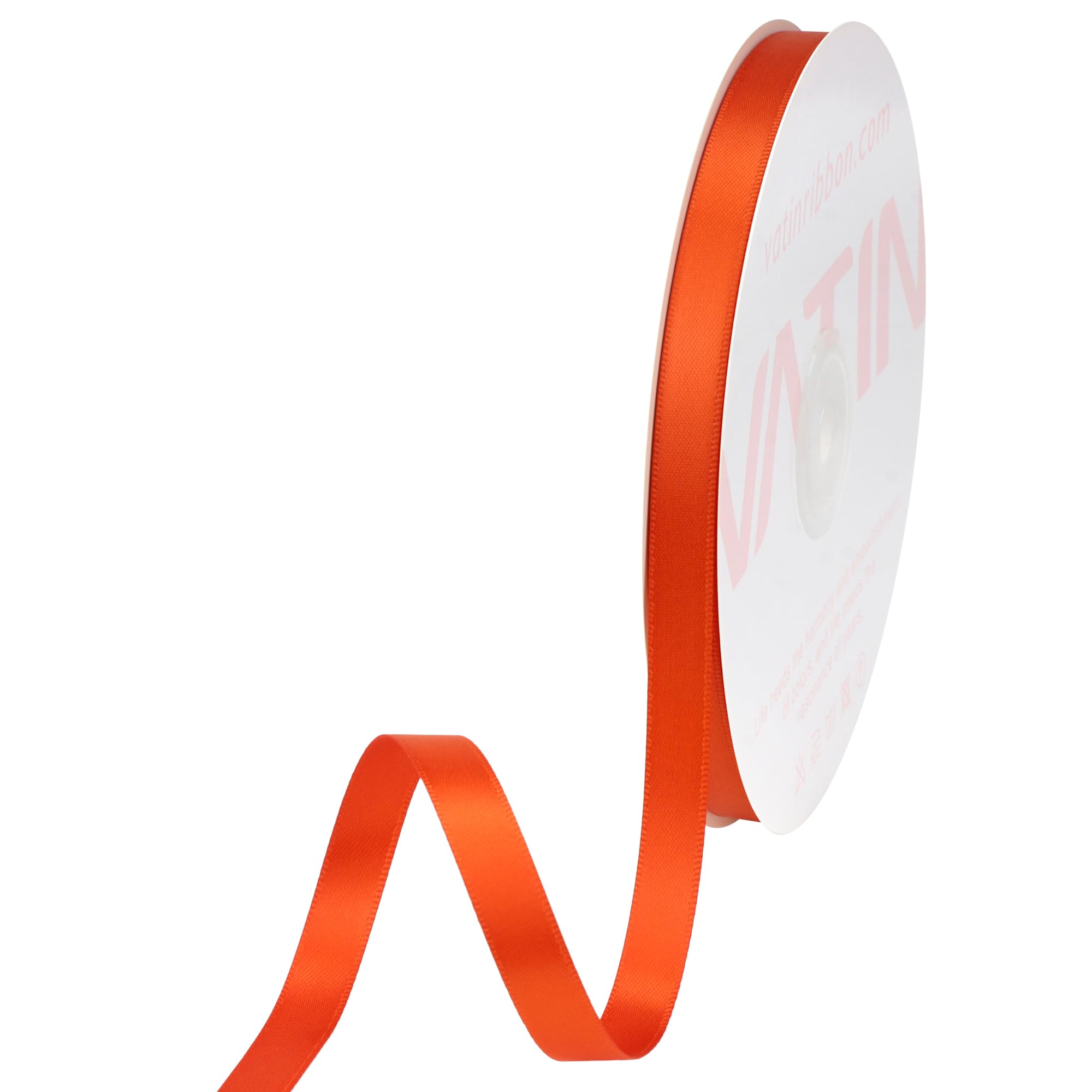 VATIN 10mm Double Faced Autumn Orange Polyester Satin Ribbon - 45 Metre for Gift Wrapping Ornaments Party Favor Braids Baby Shower Decoration Floral Arrangement Craft Supplies