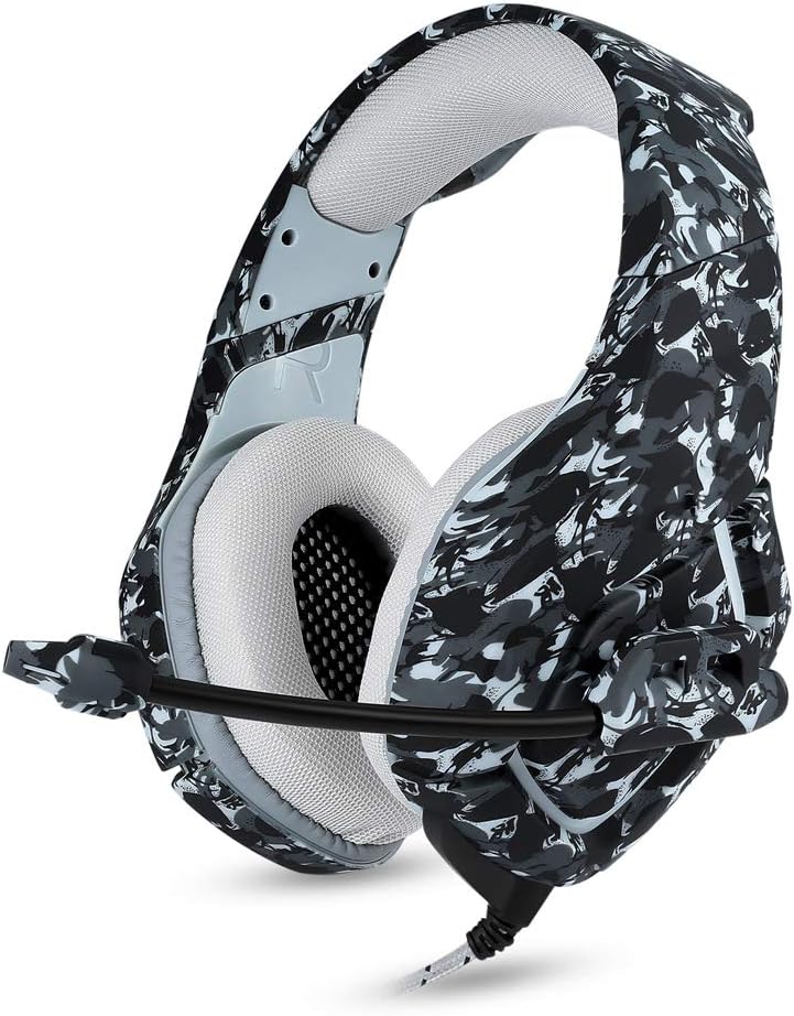 LQUYY K1-B Head-Mounted Wired Headset Camouflage Computer Game Headset Wire Headset,Gray