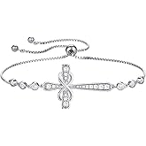 YL Cross Bracelet 925 Sterling Silver Infinity Sideways Link Bracelet Birthstone Jewelry for Women