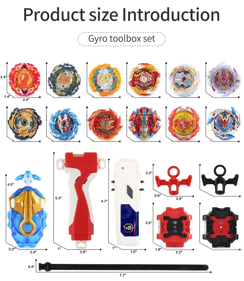 Battling Top Set, Burst Gyro Toys 12 Spinning Tops 3 Launchers Combat Battling Game with Portable Storage Box Gift for Kids Children Boys 648