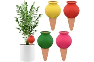 4Pcs Plant Watering Globes, Kalolary Hedgehog Shape Self Watering Spikes Terracotta Drip Water Stakes Irrigation Watering Bul