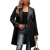 SEMATOMALA Women's Double Breasted Midi Trench Coat Flowy Light Weight Classic Belted Lapel Slim Windproof Overcoat