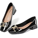 WAMBHC Women's Low Chunky Block Heel Pumps Square Toe Dress Shoes Heel Office Lady Shoes