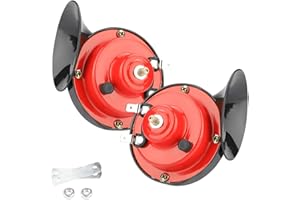 MOLY MAGNOLIA 300DB Super Loud Train Horn, 2PCS Car Air Electric Snail Double Horn, 12V Waterproof Air Horns Replacement Kit, Automotive Accessories Universal for Car, Motorcycle, Truck, Bike, Boat (Red)