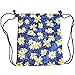 iSuperb® Canvas Drawstring Backpack bag Sack bag Stylish Lightweight Cute for Excursion Outdoor 16.1x13.4 inches Christmas Gift (Daisy)