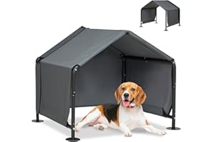 LitaiL Dog Shades for Outside - Outdoor Dog Kennel for Small Dogs, 29.53”x25.59”x25.59” Outdoor Sun Rain Canopy Pet House, Waterproof Pet Canopy Shelter for Small Animals with Ground Nails