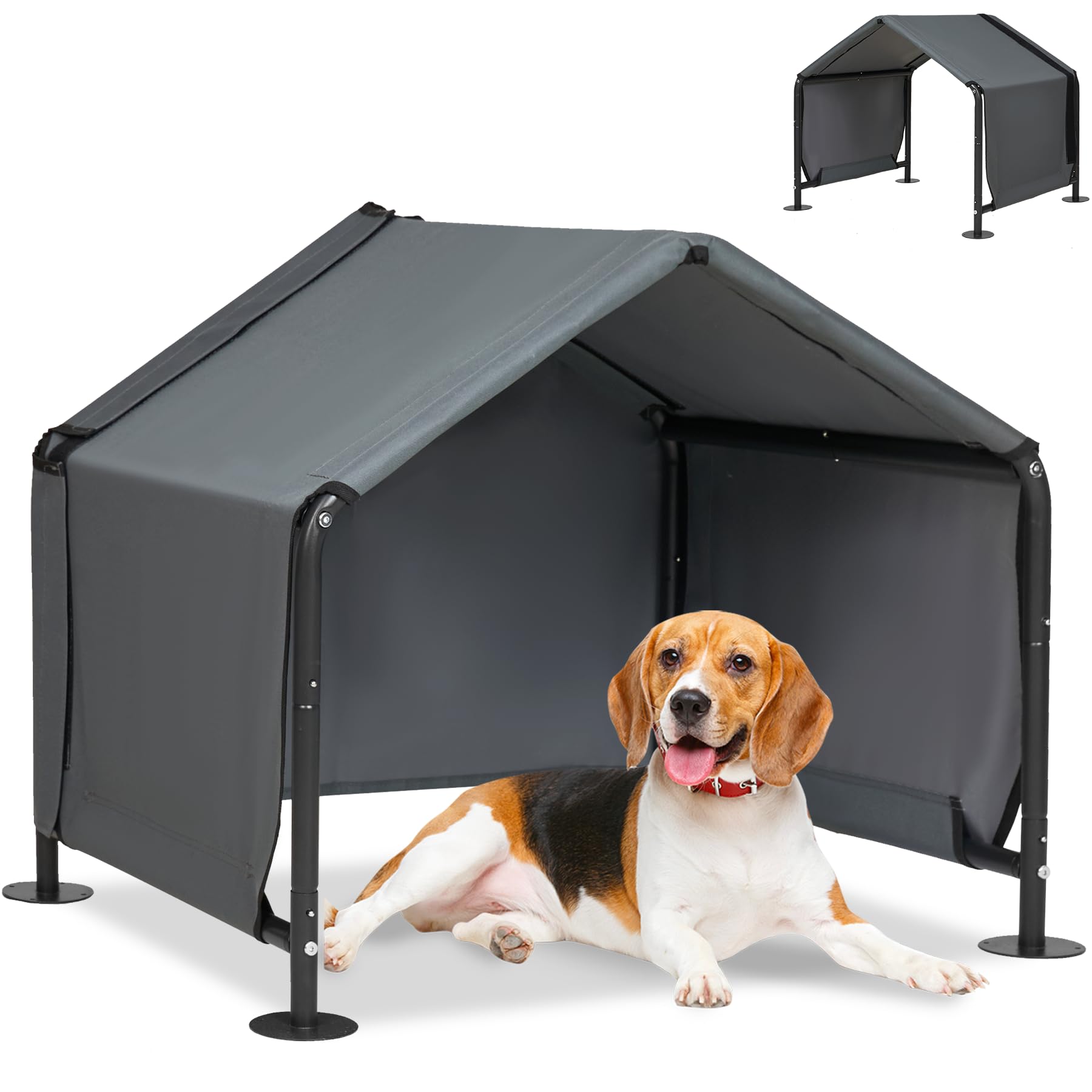 Photo 1 of LitaiL Dog Shades for Outside - Outdoor Dog Kennel for Small Dogs, 29.53”x25.59”x25.59” Outdoor Sun Rain Canopy Pet House, Waterproof Pet Canopy Shelter for Small Animals with Ground Nails