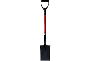 TABOR TOOLS Shovel with Straight Blade and Comfortable D Grip 32 Inch Fiberglass Handle, Digging Spade. J212A. (D Handle, Straight Blade)