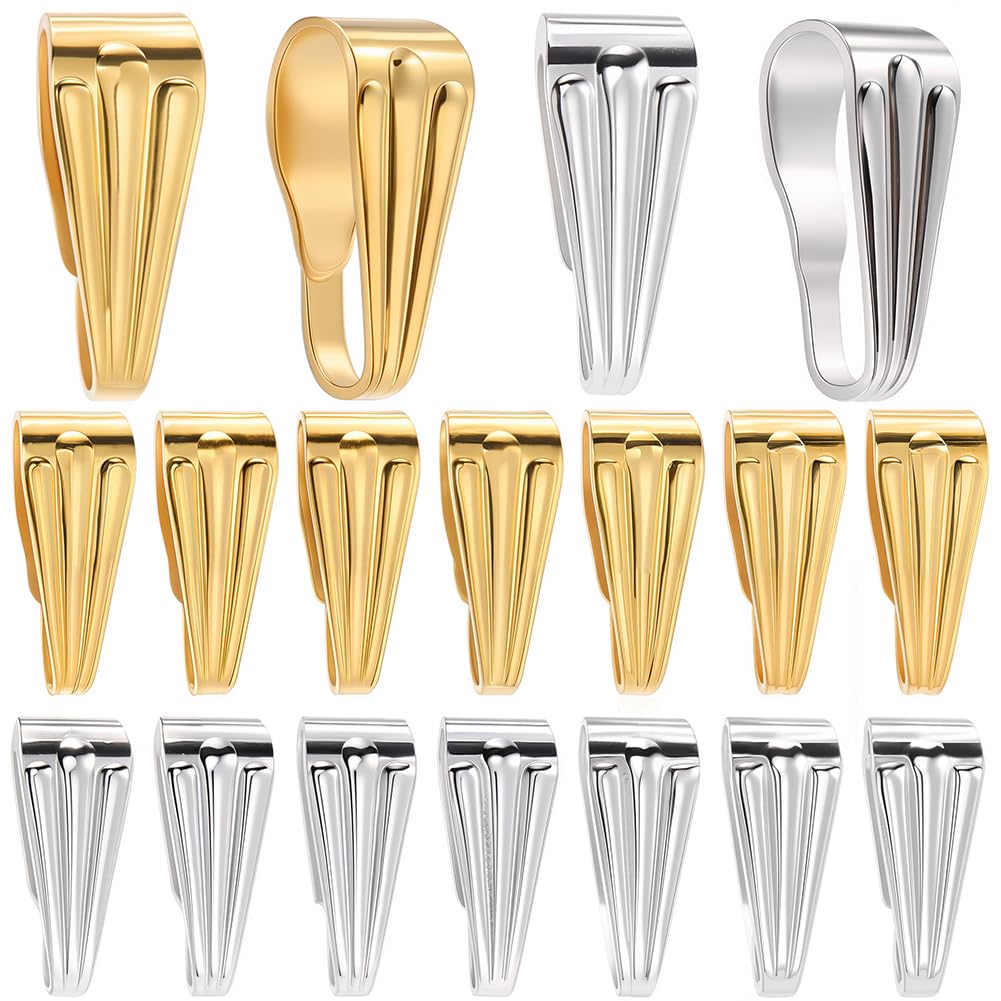 SOFPLATE 1 Box 600Pcs Gold Snap Bails Silver jewellery Pinch Bail Bulk Brass Metal Hook Claw Clasp Pendant Charms Chain Links Connector Clasps for Necklace jewellery Making Bracelets Earrings DIY