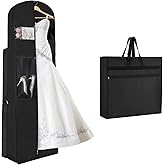 KEEGH Wedding Dress Garment Bag, 72” Tri-fold Bridal Dress Bags for Gowns, With Accessory Pockets and Adjustable Buckle Dress Cover for Wedding/Prom/Travel/Closet Storage (Black)