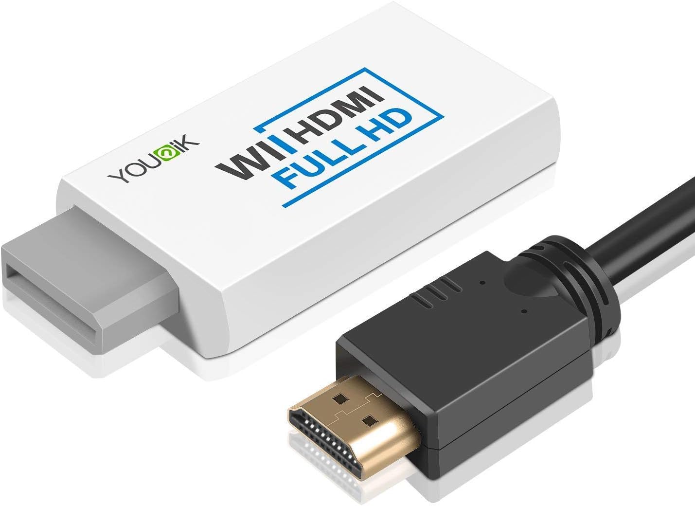 Wii to HDMI Converter – Younik Wii HDMI Converter Output Video Audio Adapter with HDMI Cable for Nintendo Wii, Supports All Wii Display Modes (NTSC 480I, 480P,PAL 576I)