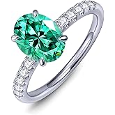Minkuke 2.0ct Oval Ring Women 7x9MM Blue Green Moissanite Laboratory Diamond Eternal Jewelry 18K White Gold Plated S925 Silver Rings Gift