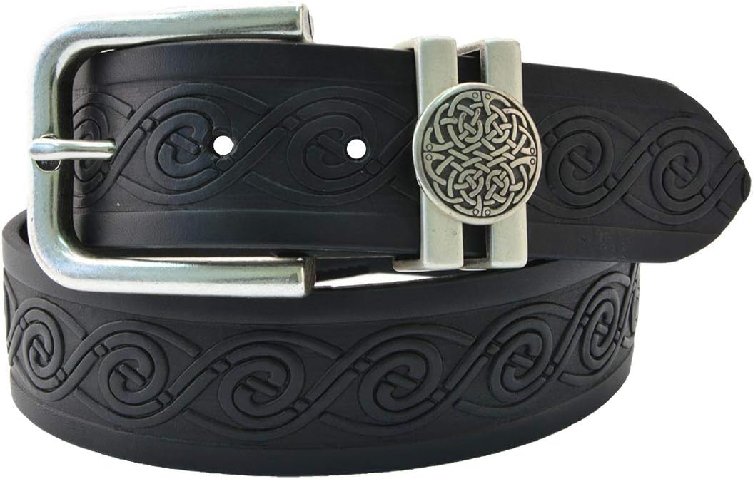 Lee River 40Mm Genuine Black Leather Belt With Celtic Loop Buckle