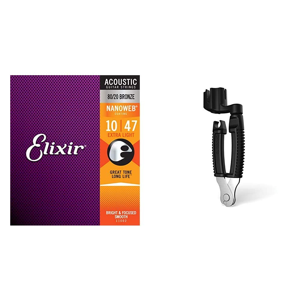 【セット買い】Elixir エリクサー アコースティックギター弦 NANOWEB 80/20ブロンズ Extra Light .010-.047#11002 【国内正規品】 & D'Addario ダダリオ ストリングワインダー ギター用 ピンプラー/ニッパー機能搭載 Pro-Winder DP0002 (バンジョー/マンドリン対応) 【国内正規品】商品画像
