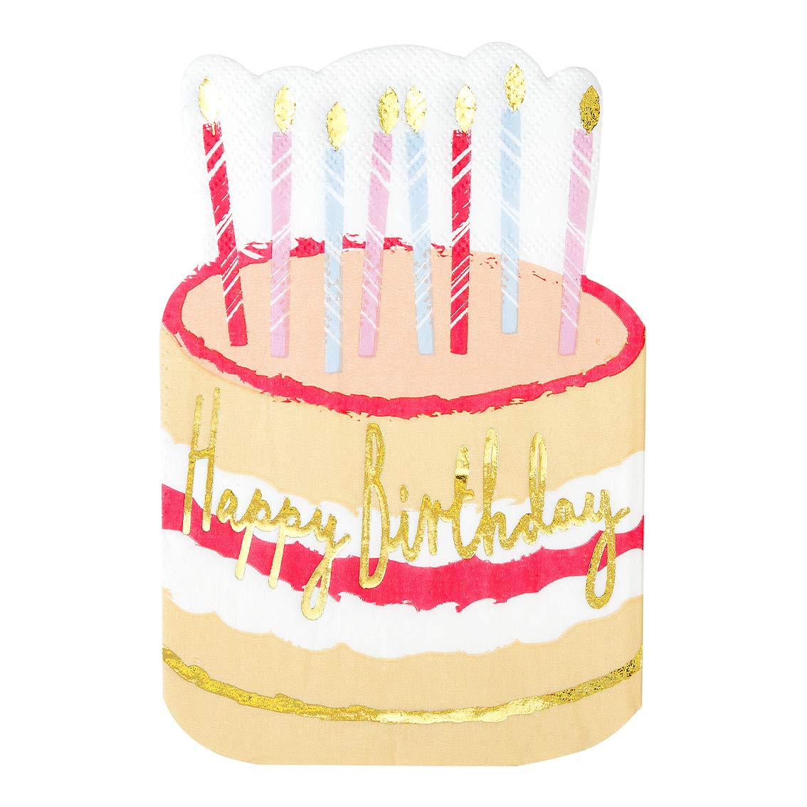 Talking Tables Happy Birthday Napkins in a Cake Shape | Pretty Party Table Decorations for Afternoon Tea Party, Pack of 12,33cm x 33cm, NAPKINCAKE