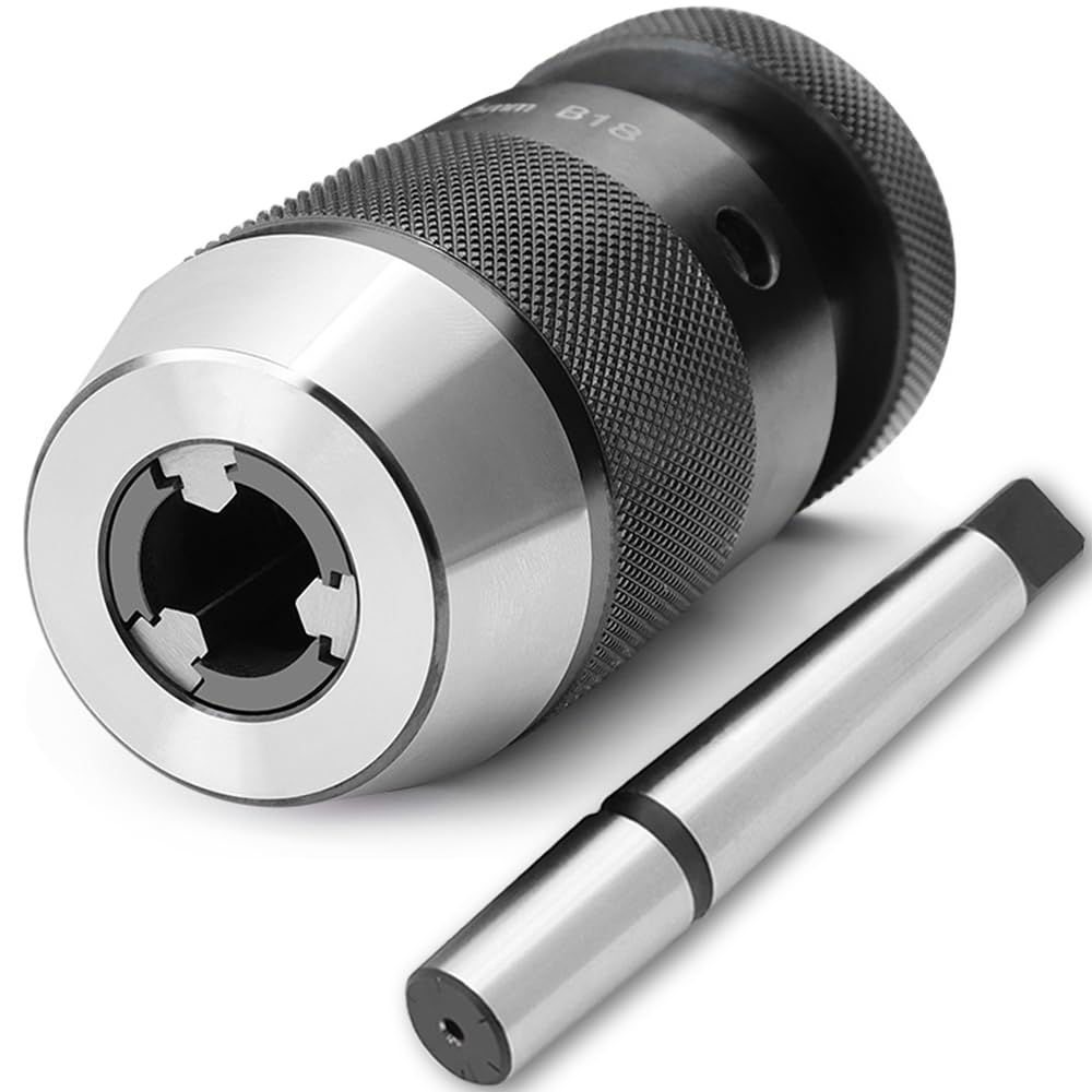XIIW Keyless Drill Chuck B18, 1-16 mm, MK2/MT2 Taper Mandrel, Metal, Compatible with Drilling Machine, Lathe, Milling Machine