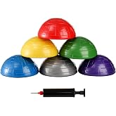 Fasmov 6 Pack Balance Pod, Balance Trainer Dots for Squat Touch Downs, Core Body Balancing, Inflatable Stepping Pads, 1 Hand Pump
