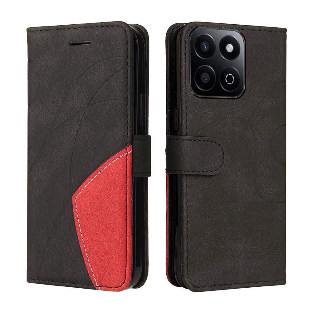 XINNI Protective Phone Case for Honor 200 Smart, PU/TPU Vintage Flip Leather Shockproof Cover Magnetic Book Style Wallet, Black