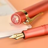 Hongdian M2 Mini Fountain Pen with Extra Fine Soft Golden Nib Orange Red view 5