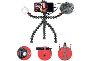 JOBY GorillaPod Mobile Vlogging Kit (Smartphone Rig, Wavo Mobile Mic, Beamo Mini LED Light) Flexible Tripod, Phone Holder, Vlog Microphone, Vlog Light, Vlogging Camera Kit, Content Creator