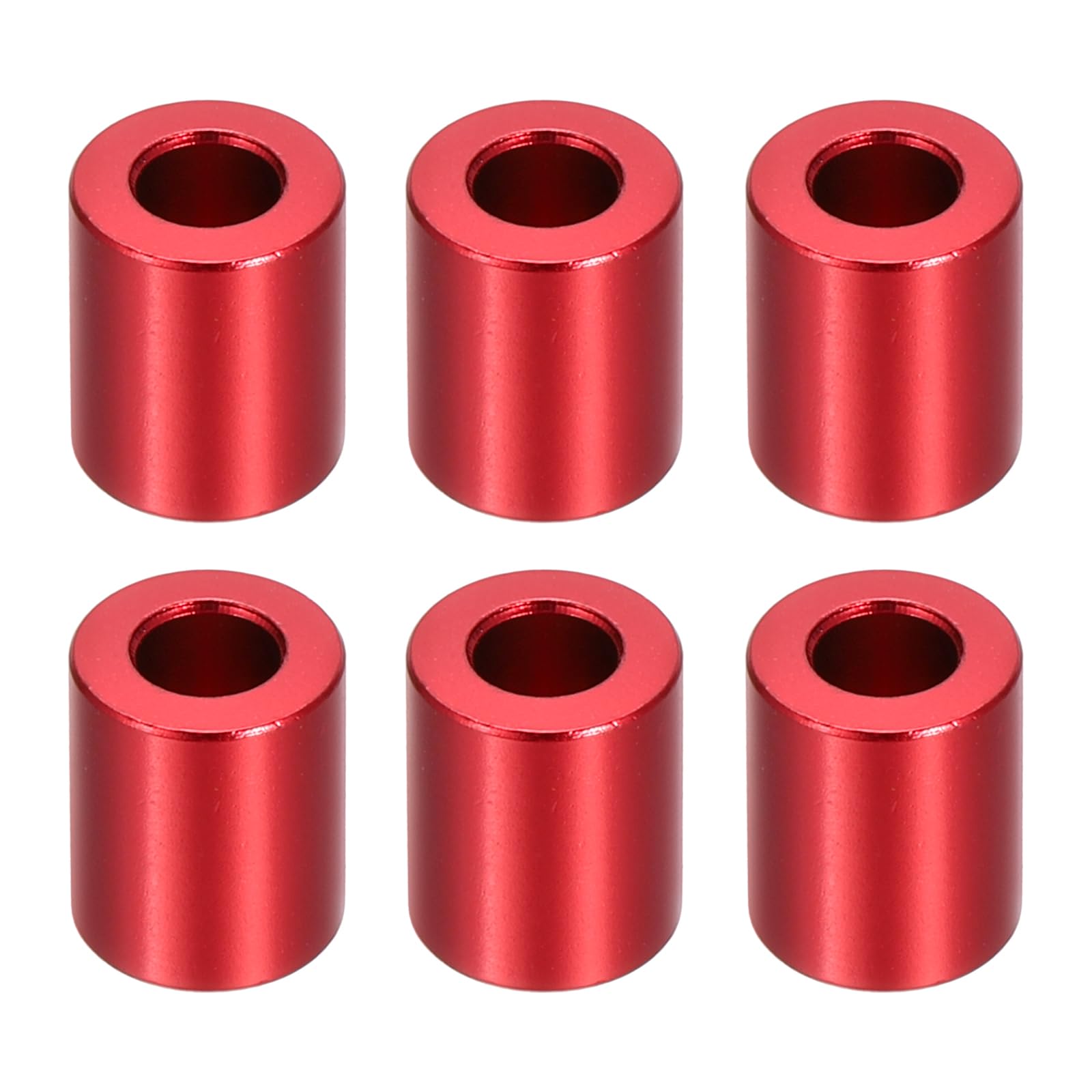PATIKIL M5 Aluminum Spacers, 6 Pcs Metal Spacers Aluminum 5.2mm ID x 10mm OD x 12mm L Aluminum Spacer Screw Standoff Round for 1/5" or M5 Screws Bolts, Red