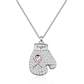 HOLLP Breast Cancer Awareness Necklace - Awareness Ribbon Charm Fight The Cancer Recovery Jewelry for Women