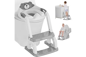 KOYOSNIER Potty Training Seat with Step Stool Ladder, Potty Training Toilet Seat with Soft Seat Splash Guard, Adjustable Height, 2 in 1 Potty Seats for Toddlers Kids Boys Girls