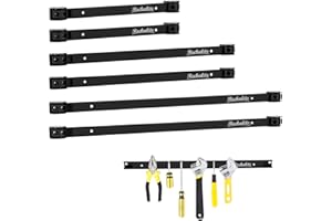 Rechabite 12" 18" 24" Magnetic Tool Holder Strip, Black Magnet Bar, Metal Tool Organizer Rack for Garage Organization, Easy To Install in Workshop, Mounting Screws Included