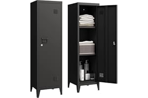 GENERIC STEEHOOM Metal Locker Office Home Storage Cabinet with Doors and Shelves File Cabinet Organizer Coat Lockers for Kids Black